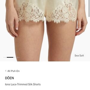 Doen Silk Lace-Trim Shorts in Sea Salt Cream